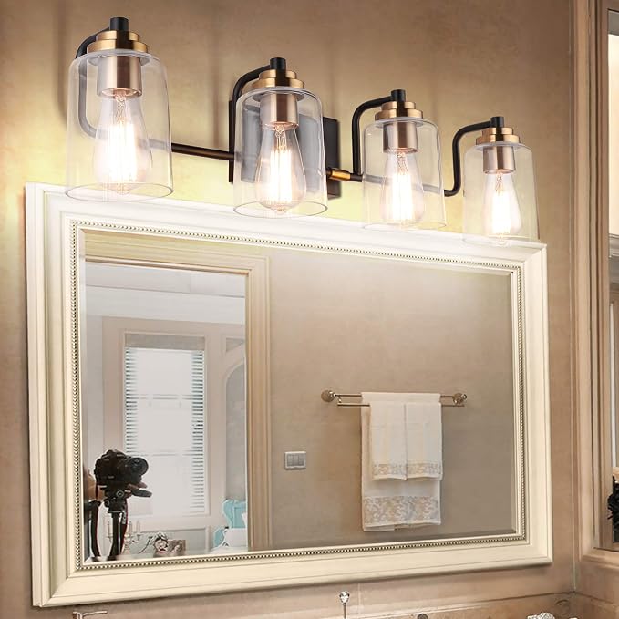 SOLFART Vintage 4 Light Bathroom Vanity Light Bathroom Light Fixtures Over Mirror Wall Sconce Bath Lighting restoom 4 Lights