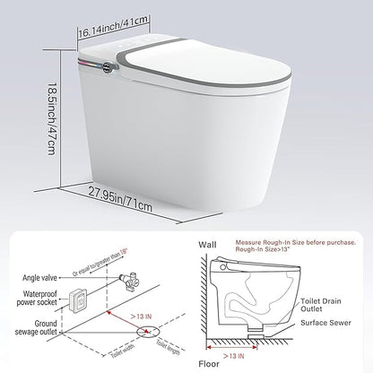 Smart Toilet with Bidet, Bidet Toilet, Modern Smart Toilets, Inteligente Japanese Toilet Seat,Toilet with Bidet Built in, Tankless Electric Toilet With Auto Open/Close Lid, Warm Water, Heated Seat