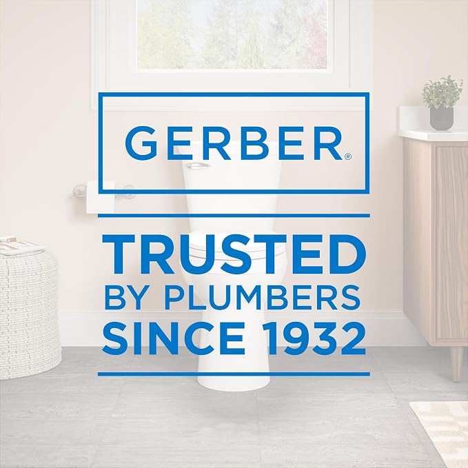 Gerber Viper Force Compact Elongated Two-Piece Toilet, Soft-Close, White | Strong flush, Space-saving design | Seat lifts off in seconds for easy cleaning | Tool-free install kit included