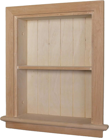 Fox Hollow Furnishings 14x18 Aiden Recessed Wall Niche Medicine Cabinet Replacement, in The Wall Bathroom Cabinet Insert Shelf/Shelves, Made in North America, Real Wood, NO MDF, Beadboard, Unfinished
