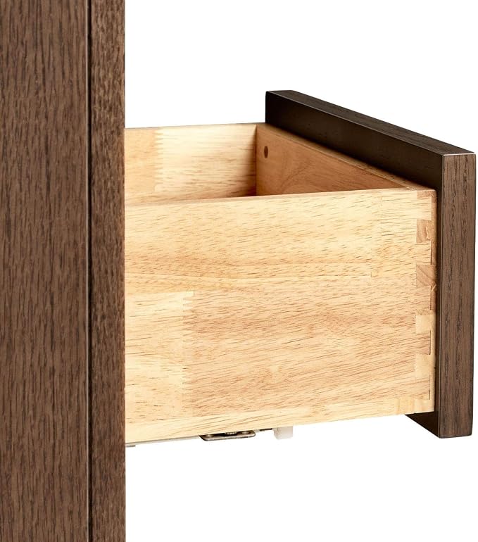 ARIEL Hepburn 42-inch Bathroom Vanity Base Cabinet,Solid Wood, 2 Soft Closing Doors, 5 Dovetail Drawers, Brown Oak