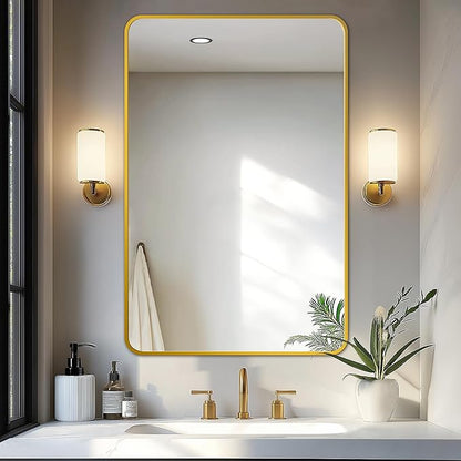 Bathroom Vanity Mirror, Gold Framed Mirror for Over Sink, 36x24 | HD glass, distortion-free for makeup and grooming, Sturdy frame, all mounting hardware, hangs horizontal or vertical