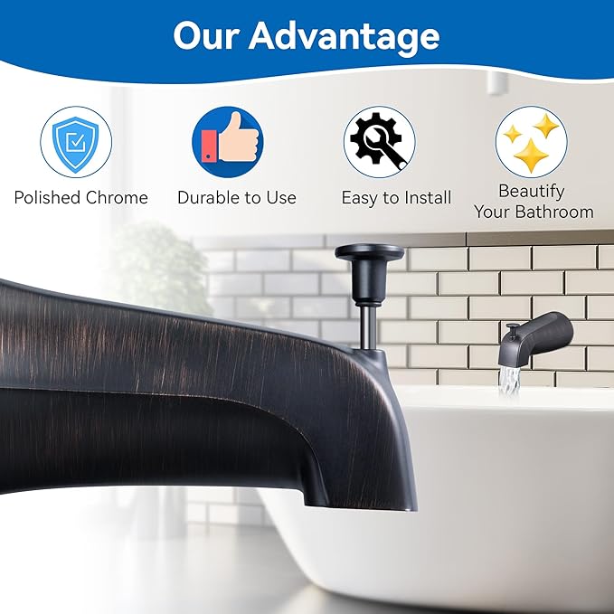 Dreyoo 5 1/4 Inch Bathroom Tub Spout Compatible with Westbrass E531D-1F-62, Fits Wall Front Mount Tub Spout with Shower Diverter 1/2'' IPS Inside Thread Bathtub Faucet (Oil Rubbed Bronze)