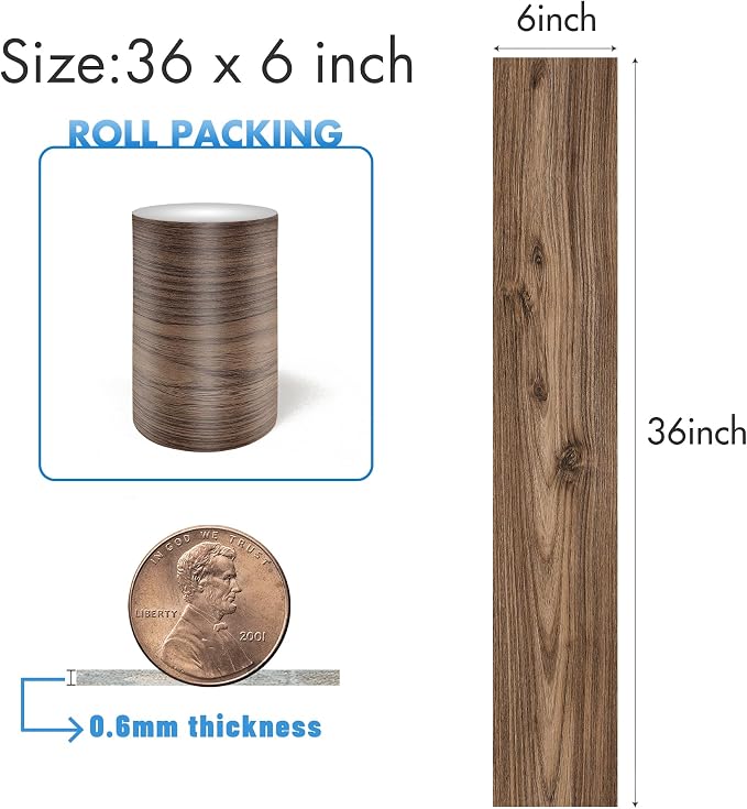 Lareko Peel and Stick Floor Tile, Waterproof Vinyl Plank Flooring | 12-Pack 18 Sq.Ft Self-Adhesive Laminate Vinyl Tiles,Realistic Wood Grain for DIY Bathroom, Laundry Room & Rental Upgrades