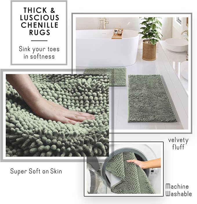 Clara Clark Bathroom Accessories Set - Bathroom Set, Bathroom Sets with Shower Curtain and Rugs, Shower Curtain Set with Trash Can - Sage Green - 22PC | 22 Piece Sage Green Bathroom Accessories Set with Toothbrush Holder, Soap Dispenser, Soap Dish, Toi...