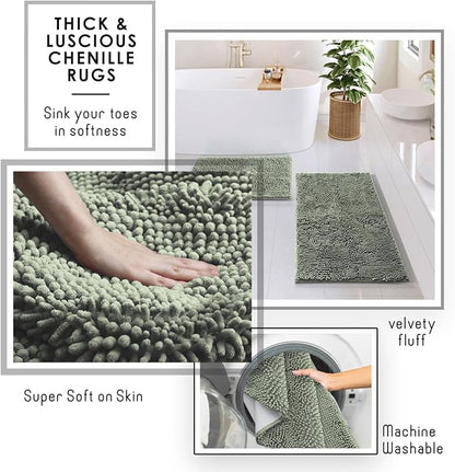 Clara Clark Bathroom Accessories Set - 27PC Bathroom Set with Adhesive Corner Shower Caddy Hanging, Bathroom Sets with Shower Curtain and Rugs, Sage Green Shower Curtain Set with Bathroom Trash Can | 27 Piece Sage Green Bathroom Sets with Shower Curtai...