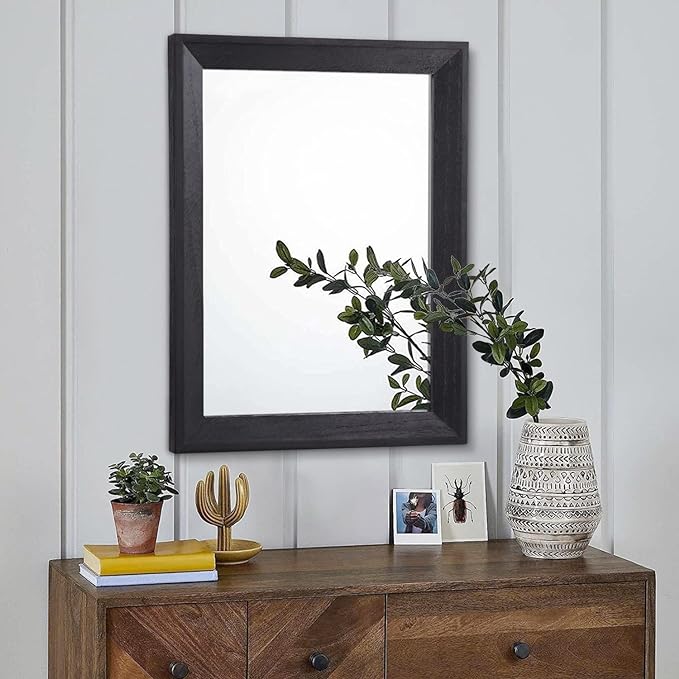 AAZZKANG Black Mirrors for Wall Rectangle Wood Framed Large | Decorative Wall Mirror 20"x16" for Bedroom Bathroom Living Room Dressing Room Entryway