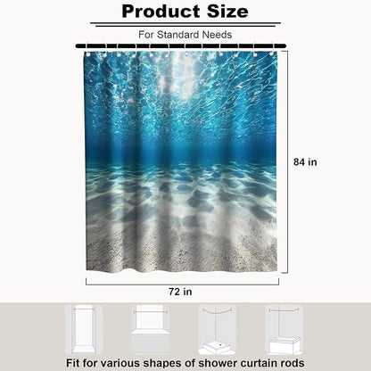 Modern Luxury Ocean Shower Curtain Nautical Summer Tropical Funky | Nature Shower Curtains for Bathroom, Waterproof Bath Curtain with Hooks Machine Washable Bathtub Curtains 72x84 Inch Blue