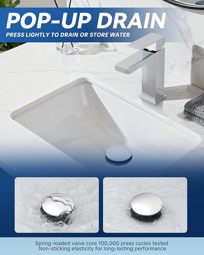 ARCORA Pop Up Sink Drain with Overflow, Chrome Bathroom Sink Drain, Pop Up Drain for Vessel Sink