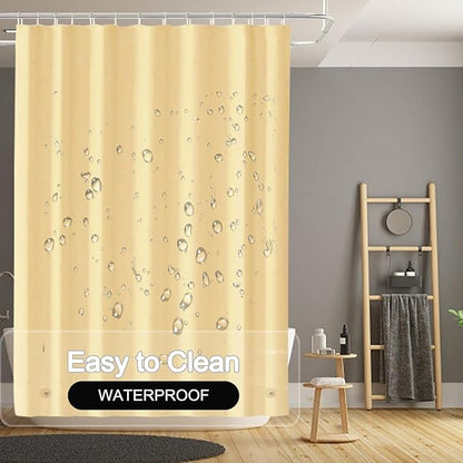 Beige Shower Curtain Liner, 4G PEVA Shower Liner, Plastic Peva Waterproof Shower Curtains, 72x72 inch with Grommet Holes 3 Magnetic Weights