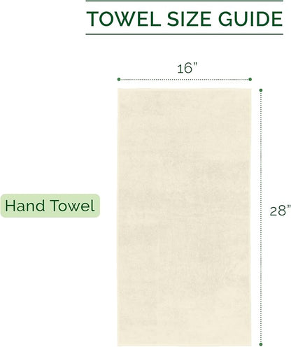 Elegant Comfort Luxury 100% Turkish Cotton Corduroy Ribbed 4 Pack Hand Towel Set 16 x 28 Inch - Absorbent, Super Soft, Quick Dry, Premium Towels for Bathroom, Gym, Spa and Hotel Use, Ivory