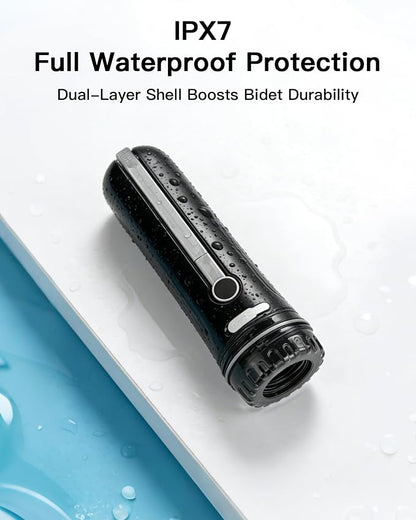 Portable Bidet for Travel, 800mAh Electric Handheld Bidet with 380ml Bottle | Rechargeable Handheld Bidet Sprayer, Peri Bottle for Women & Men, Works with Warm Water, Personal Hygiene Care