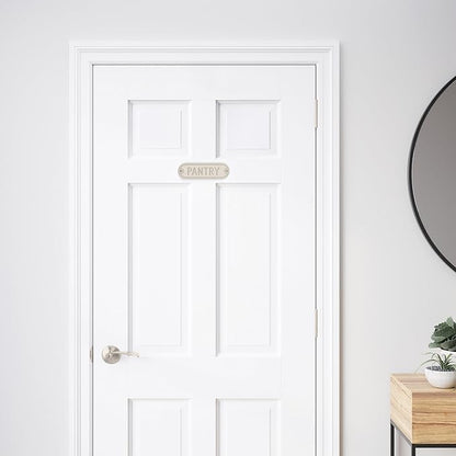Franklin Brass Derby Pantry Door Sign Metal Interior Door Plaque in Satin Nickel HHIDPP-SN-U