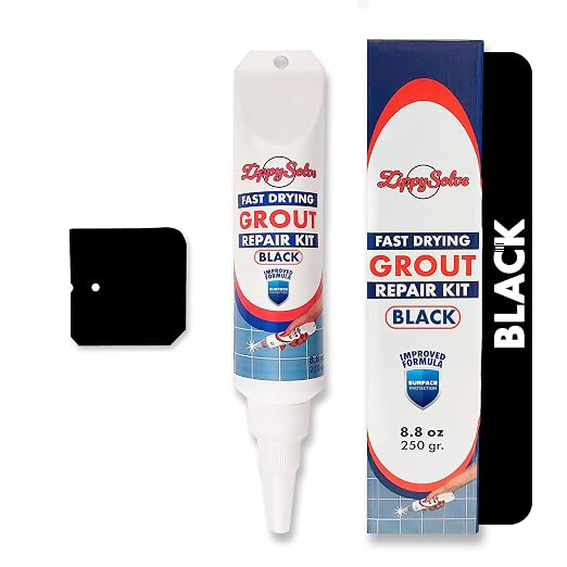Tile Grout Repair Kit, Refresh Tile Grout Filler (8.8 oz, Black) | Restore & Renew Tile Joints, Fast-Drying Grout Sealer & Paint, Squeeze Tube for Bathroom, Shower & Kitchen Floors, Waterproof