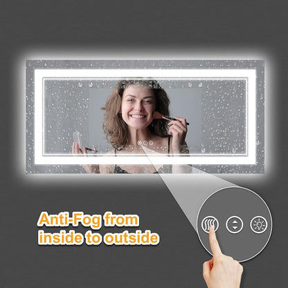 72x32 Inch LED Mirror for Bathroom | Front and Backlit, 3 Colors, Dimmable, Memory, Anti Fog, Shatterproof, Horizontal/Vertical, Lighted Mirrors for Bathroom Wall