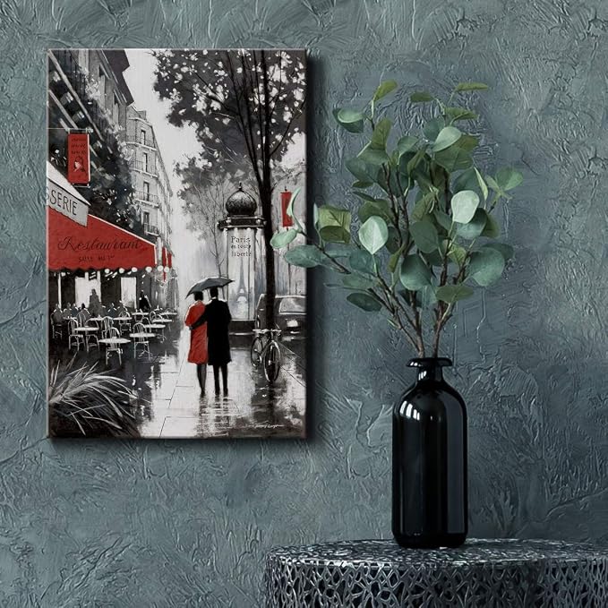 Renditions Gallery Canvas Nature Wall Art Paintings for Wall Decorations Winter Paris Lovers Inspirational Romantic Canvas Artwork Prints for Bedroom Living Room Office Kitchen - 8"x12" LT02