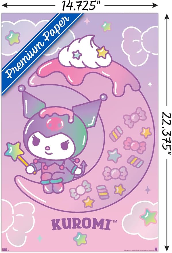 Trends International Hello Kitty and Friends: 24 Dreamland - Kuromi Wall Poster, 22.4L x 14.7W, Premium Poster & Mount Bundle