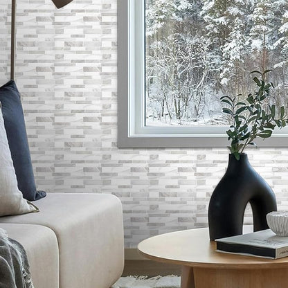 10-Sheet Peel and Stick Kitchen Backsplash Tiles | 3D Waterproof Self Adhesive Wall Tile Stick on Backsplash for Kitchen and Bathroom(Beige White,12"×12")