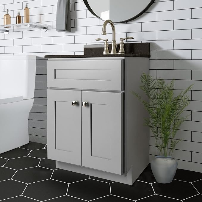 Design House Brookings Bathroom Vanity, 24", Gray | Adjustable Shelves, Freestanding, Contemporary/Modern, Wood, Bath, 215707