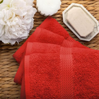 SUPERIOR Egyptian Cotton Plush & Absorbent, Hand Towel Set of 4, Red | Quick Dry, Soft Luxury Towel Set, Bath Essentials for Bathroom, Guest Bath, Spa, 4 Piece Set, Madeline Towels