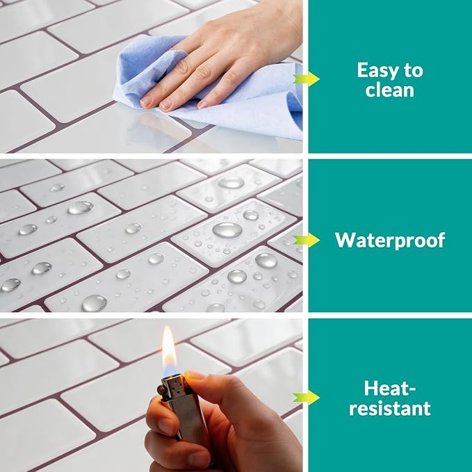Joysticky 10-Sheet Peel and Stick Backsplash, 12" * 12" Crystal Texture Stick on Tiles Backsplash for Kitchen & Bathroom，Thicker Design Peel and Stick Wall Tiles（Warm White）
