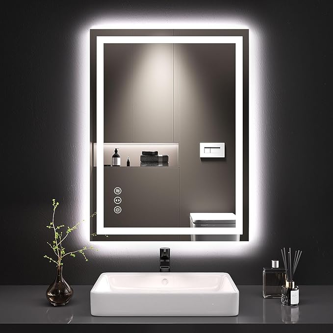 LOAAO 24"X32" LED Bathroom Mirror with Lights, UL Listed | Anti-Fog, Dimmable, 3 Color Temperature, Backlit + Front Lit, Memory Function, Tempered Glass