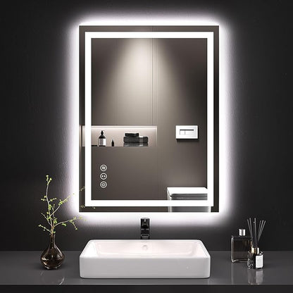 LOAAO 24"X32" LED Bathroom Mirror with Lights, UL Listed | Anti-Fog, Dimmable, 3 Color Temperature, Backlit + Front Lit, Memory Function, Tempered Glass