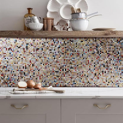 10 Sheets Peel and Stick Backsplash Tile for Kitchen, Self-Adhesive Mosaic Tile, Stick on Bathroom Vanities，Fireplace Décor, Laundry Table(11.81" X 11.81") (1.0 Color Mixing)