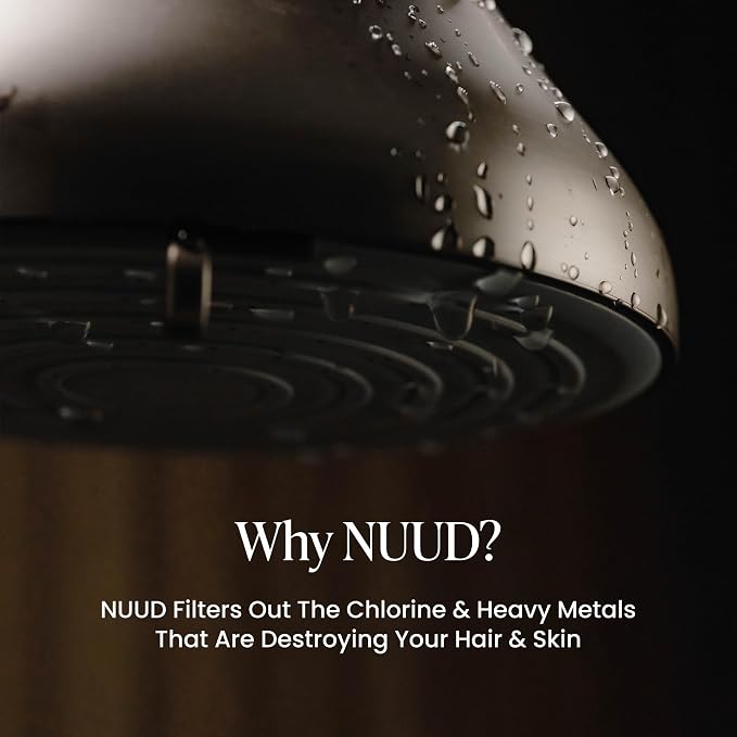 NUUD Filtered Shower Head | Removes Chlorine for Healthier Hair & Skin | Removes Chlorine & Heavy Metals for a Healthier Scalp, Skin & Hair | High Pressure Shower Head Filter - Polished Nickel
