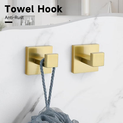 Brushed Gold 5-Pieces Bathroom Hardware Set Towel Bar Set,Stainless Steel Bathroom Hardware 23.6 Inch Towel Bar Towel Holder Set Wall-Mounted