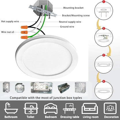 ETL Certified 7 inch Small LED Flush Mount Ceiling Light Dimmable,5000K Daylight Ultra Slim Round Flat Panel Ceiling Light Fixture,Modern Ceiling Lamp for Closet,Kitchen,Bathroom 26Pack(White)