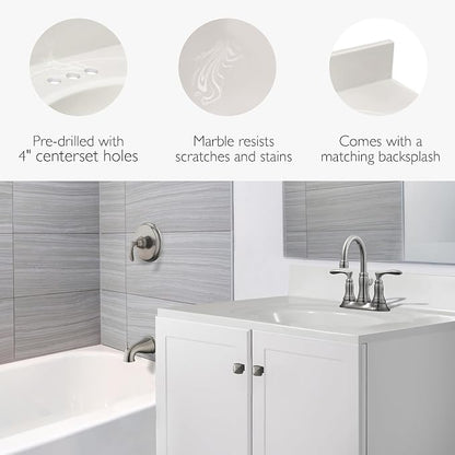 Design House Single Sink Vanity Top, 31", Ivory | With Backsplash, , Countertop, Classic, Cultured Marble, Bath, 586321