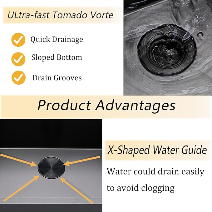 VCCUCINE 25 Inch Black Drop in Kitchen Sink,25x22 Inch Gunmetal Black Single Bowl Stainless Steel Basin Topmount Kitchen Sink,16 Gauge Metal Laundry Sink Black Small Kitchen Sink