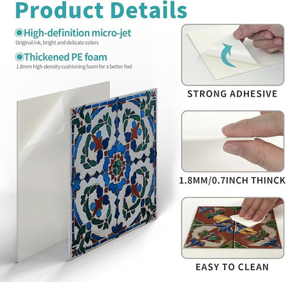 12Pcs Back Splash Peel-Stick,Waterproof 6x6 Tiles Decal | 1.6mm-Thick FOAM+PE Tile Stickers,Stick on Tiles for Kitchen Wall,Bathroom,Cabinets