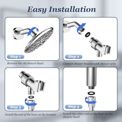 PWERAN Filtered Shower Head with Handheld,High Pressure Shower Heads Filter | ON/OFF Switch,4 Spray,Built-in Power Wash,Detachable Showerhead,Silicone Massage Brush,Remove Chlorine,Reduces Dry Itchy Skin