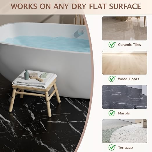 Peel and Stick Floor Tile, 30 PCS 12" x 12" Waterproof Marble Texture Luxury Vinyl Tiles, Easy DIY Self Adhesive Vinyl Flooring for Bathroom, Kitchen, Living Room, Black Marble