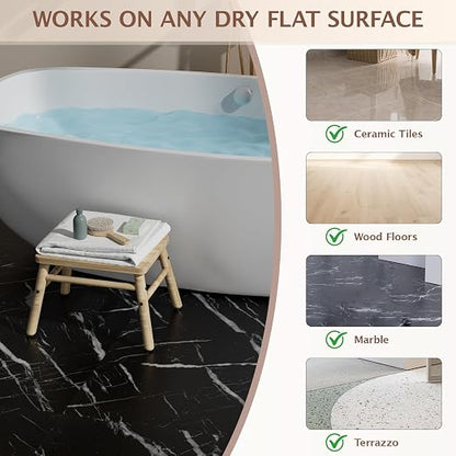 Peel and Stick Floor Tile, 30 PCS 12" x 12" Waterproof Marble Texture Luxury Vinyl Tiles, Easy DIY Self Adhesive Vinyl Flooring for Bathroom, Kitchen, Living Room, Black Marble