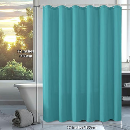 OVZME Zora Solid Turquoise Shower Curtain for Bathroom, Fabric Shower Curtain- Soft Cloth & Hotel Spa Quality, Water Repellent, Machine Washable Shower Curtain Set with 12 Hooks, Grommet Top, 72Wx72L