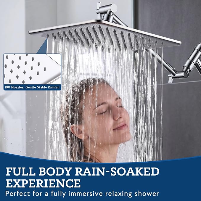 G-Promise 10 Inch All Metal Rain Shower Head with Handheld Spray (Chrome) | Full Body Coverage, Pause Mode Diverter, Power Wash Mode Handheld, Suits Every Height, Easy to Install, Modern Bath Upgrade