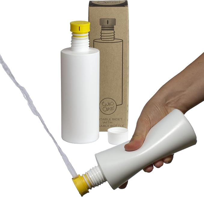 CuloClean Portable Bidet for Toilet or Travel (Yellow). Peri Bottle for Men and Women. Handheld Spray. Bath Essentials (CuloClean + Bottle, 1pcs Yellow)