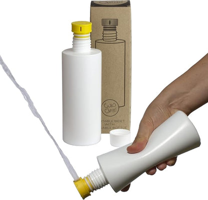 CuloClean Portable Bidet for Toilet or Travel (Yellow). Peri Bottle for Men and Women. Handheld Spray. Bath Essentials (CuloClean + Bottle, 1pcs Yellow)