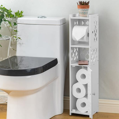 Toilet Paper Storage: Toilet Paper Holder Stand with Roller for Small Space,White