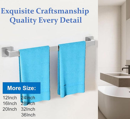 Towel Bar for Bathroom 28 Inch Brushed Nickel Towel Holder 12/16/20/24/28/32/36 Inch Stainless Steel SUS304 Rustproof Towel Rack Modern Square Towel Rod for Bathroom Wall (1, Brushed Nickel, 28 Inch)