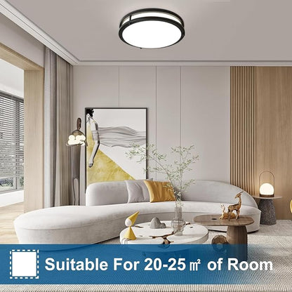 13inch LED Flush Mount Ceiling Light Fixture Dimmable Matte Black, Easy Install LED Ceiling Lamp Fixture Without Flicker, Super Bright 36W 3600LM 5CCT Warm to White Light 3000K to 6000K 2-Pack
