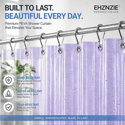 EHZNZIE Purple Shower Curtain Liner 72x72, PEVA Waterproof Bath Curtain, No Chemical Smell, 3 Weighted Magnets, Durable with Rustproof Metal Grommets