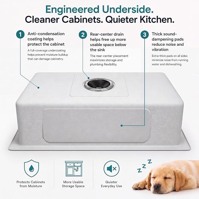Kitsitchen RV Kitchen Sink,16 Gauge T304 Stainless Steel Undermount Kitchen Sinks, 23" x 16" x 7" Single Bowl Drop In Kitchen Sinks with Accessories,7 inch Deep for Outdoor Camper RV Sink