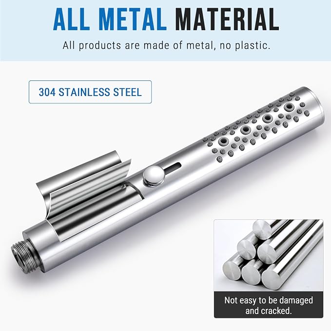 G-Promise All Metal Round 3 Function Handheld Shower Head(Chrome) | All Metal Construction, 3 Function Modes with Massage, Modern Look, Push Switch, Easy Installation