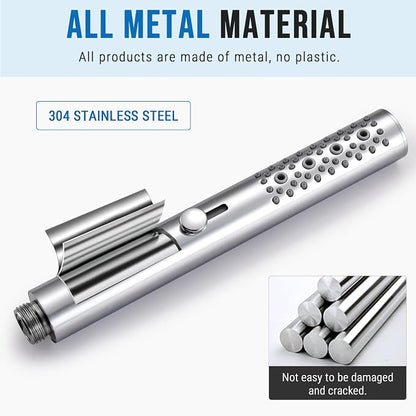 G-Promise All Metal Round 3 Function Handheld Shower Head(Chrome) | All Metal Construction, 3 Function Modes with Massage, Modern Look, Push Switch, Easy Installation