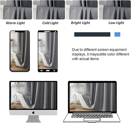 Grey Shower Curtain for Bathroom 84 Inches Eatra Long, Elegant 3D Embossed Textured Cloth Waffle Shower Curtain, Modern Luxury Hotel Style, Water Repellent, Machine Washable, 72X84, Grey