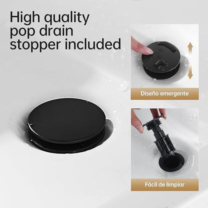 Bathroom Faucet 3 Holes, 8 Inch Widespread Faucet 2 Handle Bathroom Sink Faucets Lead-Free Matte Black Bath Sinks Faucets with Pop-up Drain Stopper and Supply Hoses